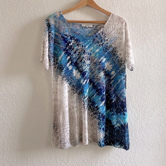 ZOZO Linen Viscose Artsy Short Sleeve Sheer Micro Loose Knit Tunic Top Medium - Picture 1 of 8